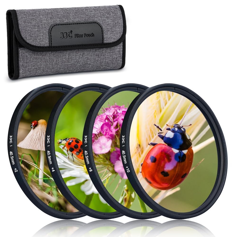 JJC 40.5mm Close-Up Filter Kit Macro Lens Filter (+2,+4,+8,+10) 4 Pieces/Set with Lens Filters Pouch for Canon Nikon Sony Pentax Olympus Fuji DSLR Camera