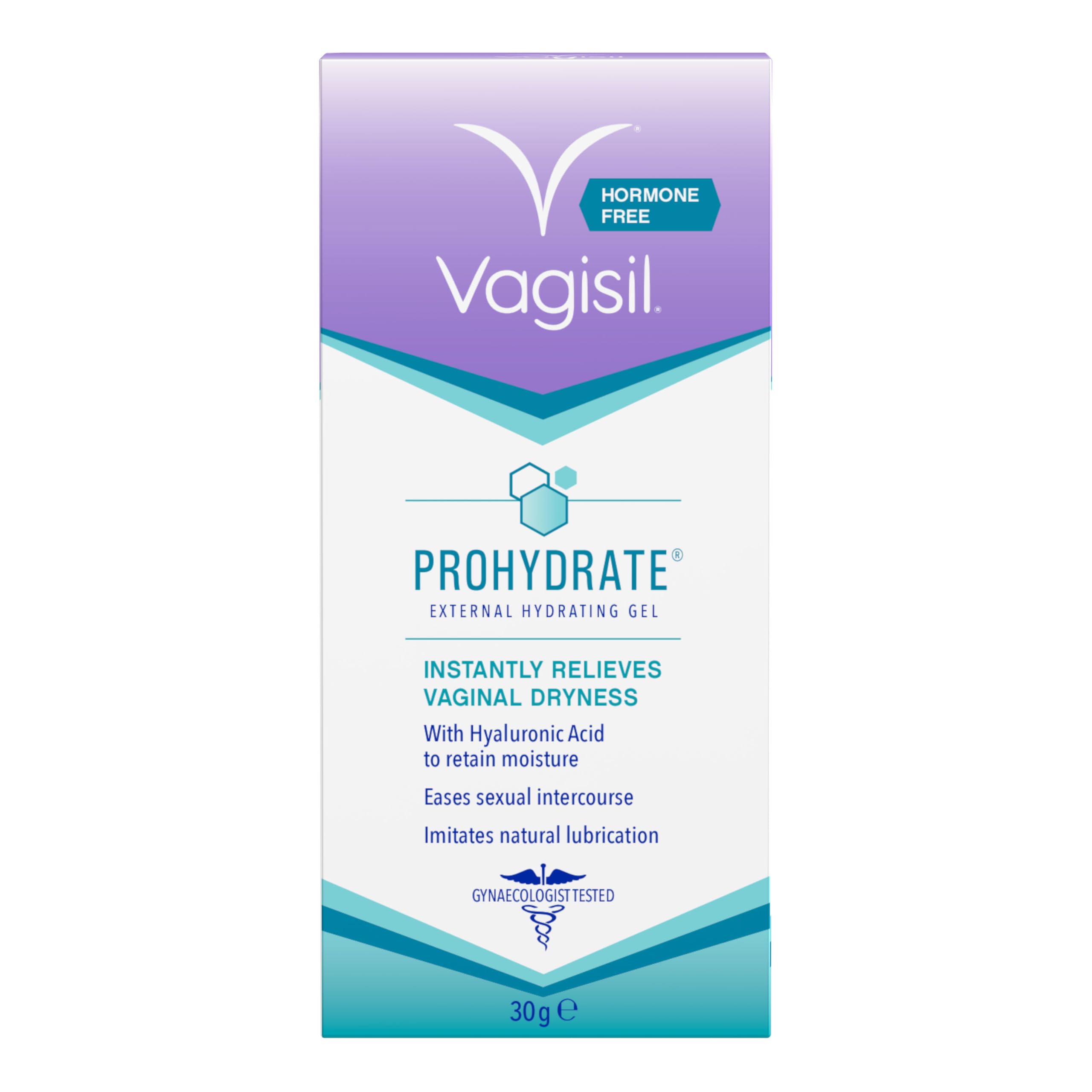 VAGISIL ProHydrate External Hydrating Gel, Intantly Relieves Vaginal Dryness Daily with Hyaluronic Acid to Hydrate and Retain Moisture, Hormone Free, 30 g