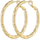 KATIE OTTE Gold Hoops Earrings for Women 14K Gold Earring Thick Hoop Earring for Womens Earrings Solid Line Cutting Design 30mm