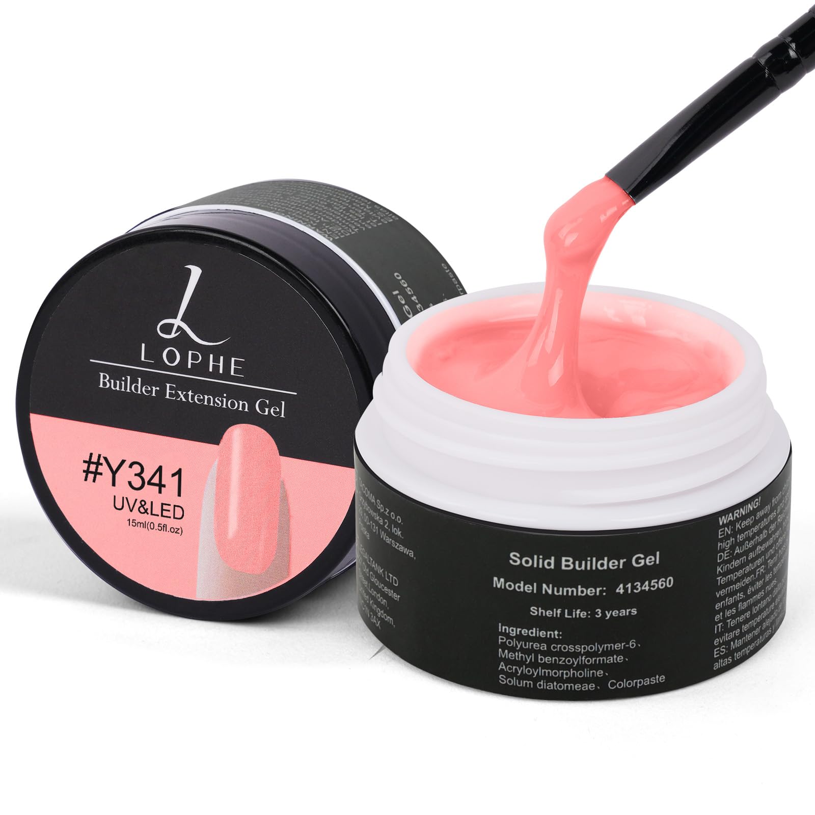 LOPHE Builder Nail Gel Kit, Hard Gel Builder for Nail Extension, Nude Rose Non-Stick Hand Nail Extension Gel for Carving Patterns, LED UV Nail Builder Gel For Nails Strengthen Nail Manicure, 15ML