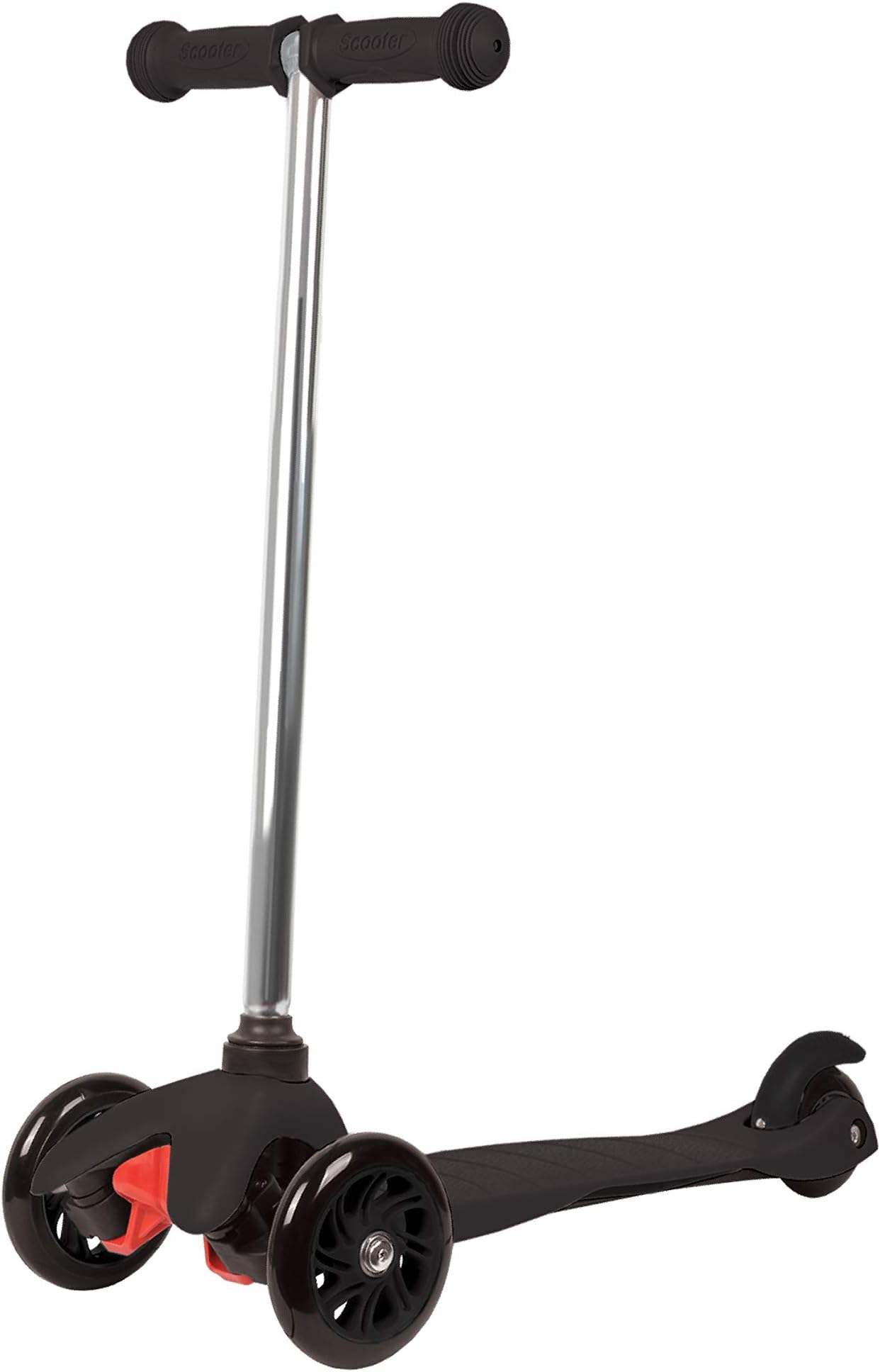 Rugged Racers Black Kick Scooter for Boys & Girls 3 Wheel Scooter, Kick Scooter for Kids with PU Wheels, Step Brake, Lean 2 Turn, Ride on Toys for Children 3 Year Plus