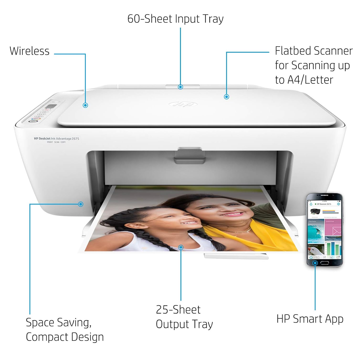 HP AllinOne Ink Advantage Wireless Colour Printer (White) DeskJet