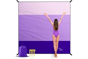 OCOOPA Diveblues Extra Large Beach Blanket, Sand Free, Large Oversized Camping Mat, Comfortable Parachute Nylon, Cozy& Chic, Compact& Light, 4 Stakes&1 Travel Bag, S09