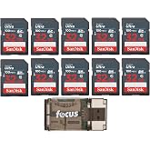 SanDisk 32GB SDHC Memory Card Bundle | High Speed USB Card Reader, (11 items)