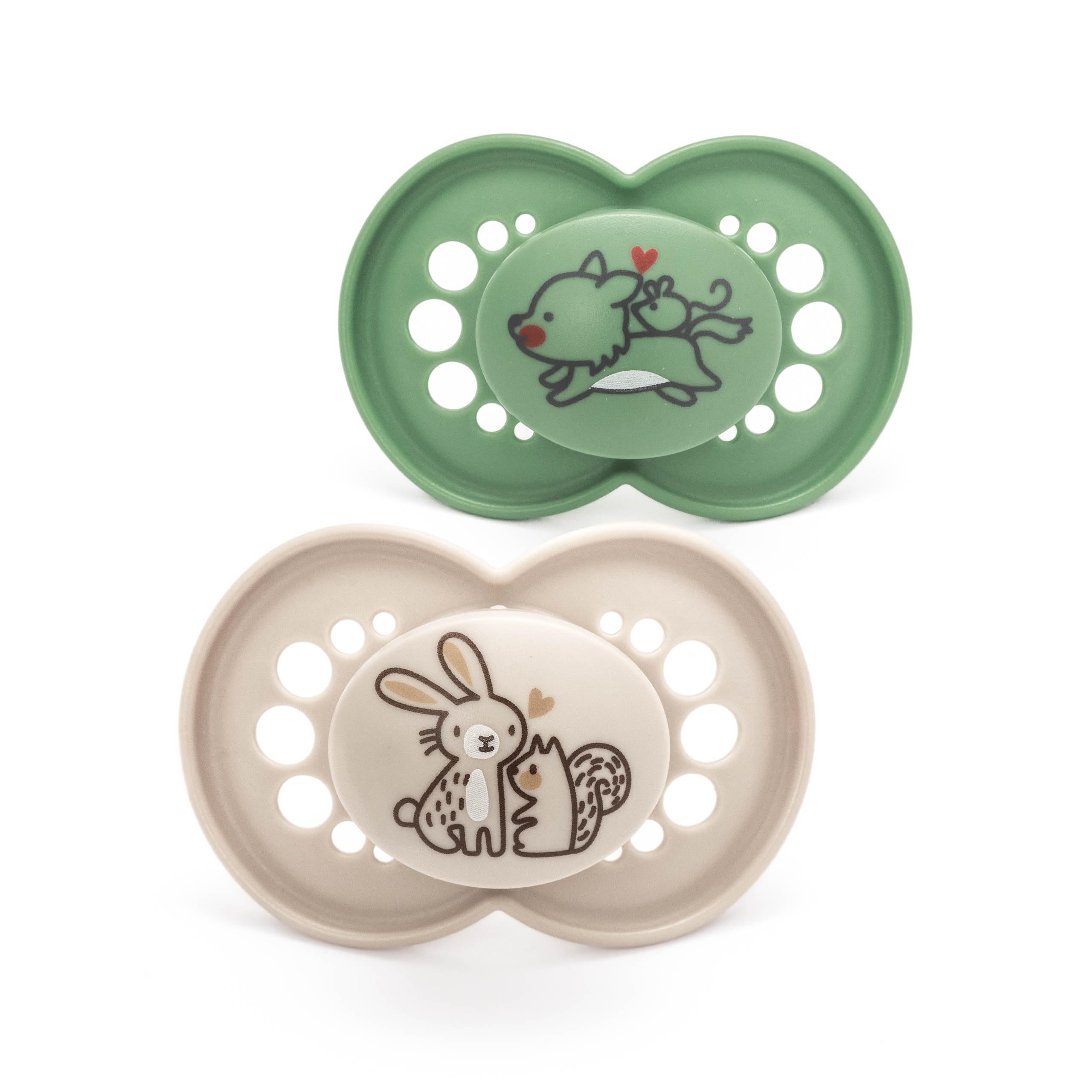MAM Original Soothers | 18-36 Months | Pack of 2 | Comes in Dummy Steriliser Box | Sustainable Materials | Baby Accessories | Cream (Various Designs)