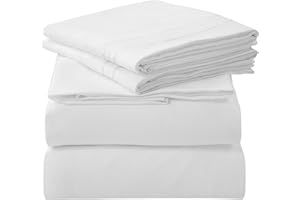 ROYALE LINENS 4 Piece Queen Sheets Set - Soft Brushed 1800 Microfiber Bedding - 1 Fitted and 1 Flat Sheet, 2 Pillow Cases - Wrinkle Free & Fade Resistant - Hotel Luxury Bed Sheets Set (White, Queen)