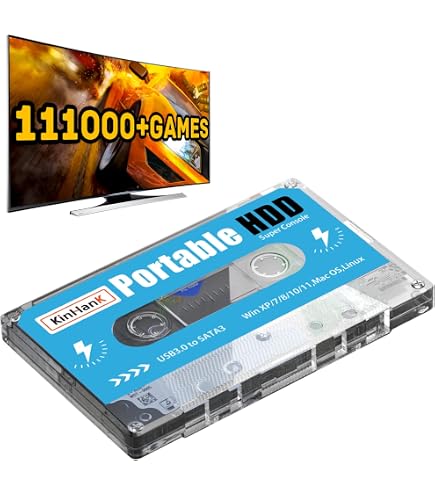 Kinhank 12TB Retro Game Hard Drive with 96000+ Classic Games,Video
