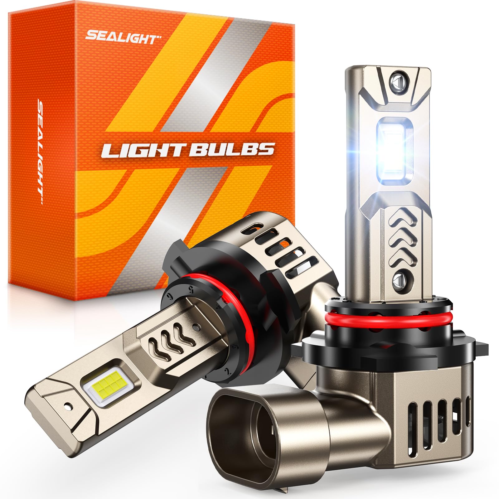 SEALIGHT 9005/HB3 Bulbs, 45,000LM Super Brighter, 1:1 Halogen Size, 6500K Cool White, Long Service Life with Cooling Fan, Plug and Play, Pack of 2 Image