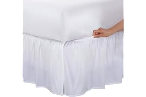 BED MAKER'S Bed Maker’s Never Lift Your Mattress Microfiber Wrap-Around Bed Skirt, Gathered Ruffled Style, Classic 14 Inch Drop Length, Full, White