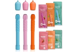 CAPTAIN BLUES 3 Pack Chewable Silicone Aroma Sticks with Essential Oils for Stress Relief & Fresh Breath, Improving Pen Biting & Smoking Habits. (Multicolor)