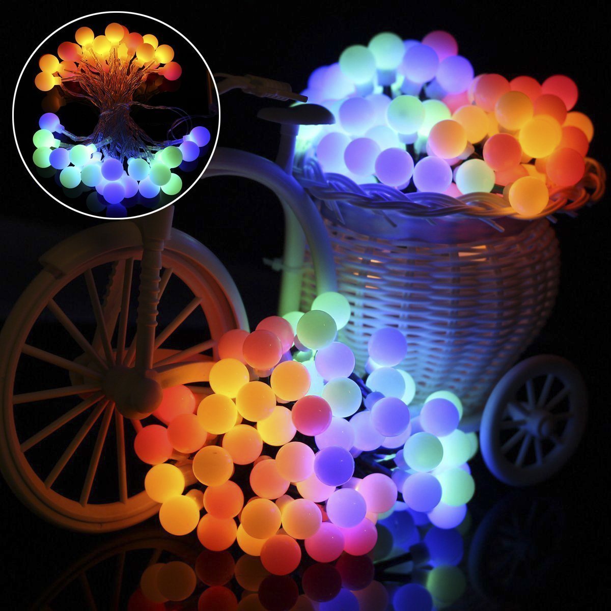 40LED Festival Cotton Lighting String lights Battery-Operated Hanging Fairy Lights for Outdoor Garden Landscape Weeding Party Club (Colorful))