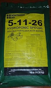 Southern Ag 5-11-26 Hydoponic Special 25lb Bag Soluble Fertilizer Plus Minors