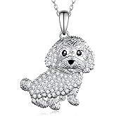 Feijiesi Yorkie/Pug/Maltese/Poodle/German Shepherd Necklace 925 Sterling Silver Dog Pendant Necklaces for Women Dog Jewelry Gifts for Women Dog Loves