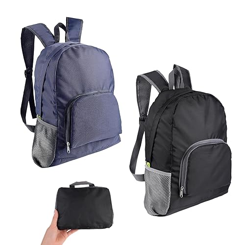 2 Pieces Foldable Backpack Lightweight, Foldable Rucksack, Lightweight Backpack, Waterproof, Durable, Ultra-Light, Packable, Practical Gift, for Men Women Outdoor Fishing, Travel, Camping and Hiking