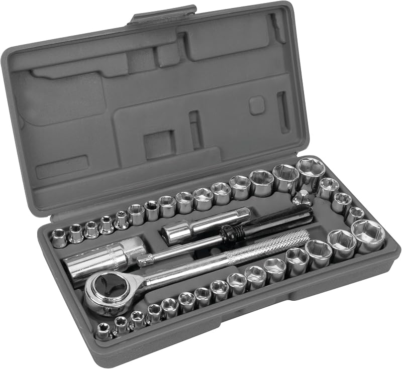 PERFORMANCE TOOL W1173 40pc SAE Metric Socket Set 1/4 3/8 Drive Chrome Vanadium