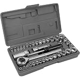 Performance Tool W1173 40-Piece SAE and Metric Socket Wrench Set | Mechanics hand tool set with 1/4 and 3/8-inch drives. Zinc-plated carbon steel. Includes blow molded storage case