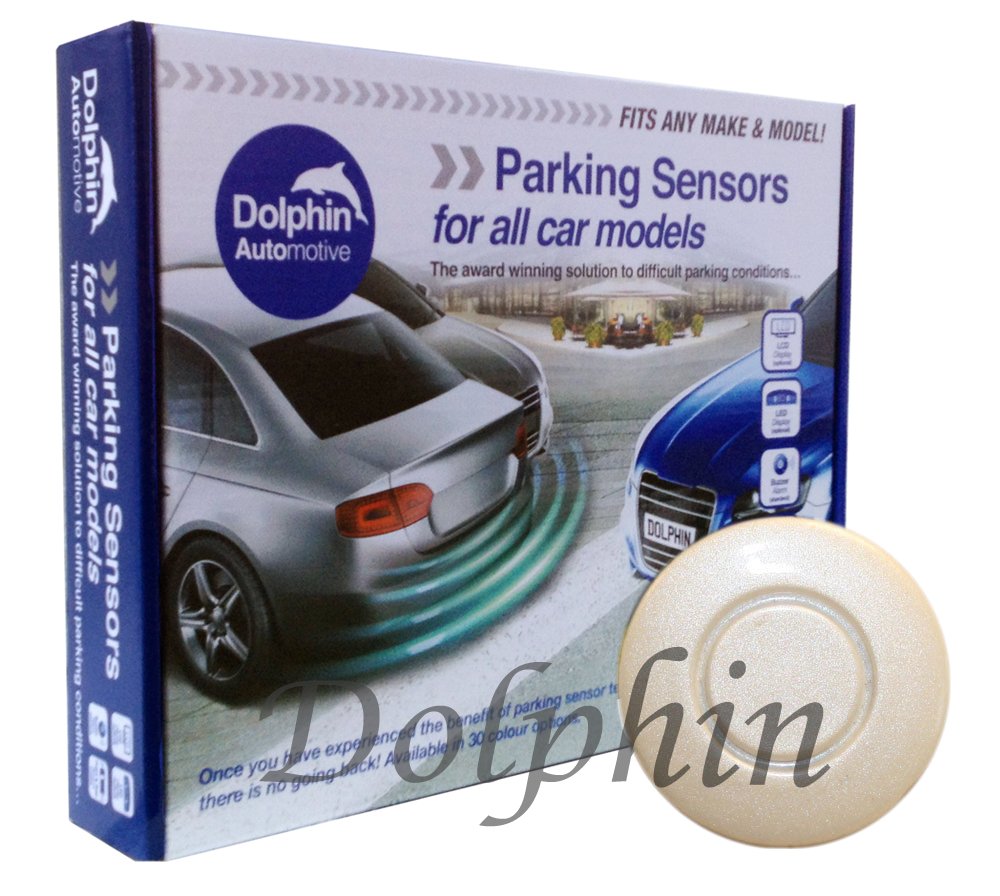 Dolphin Automotive DPS400 Reverse Parking Sensors Auto Express Award Winning 4 Ultrasonic Sensor Kit Audio Alert System Matt & Gloss Black +30 More Colours (Pearl White)