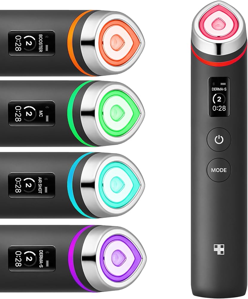 medicube Booster Pro - 6 in 1 Real Glass Glow Beauty Massager, Black | 6-in-1 Real Glass Glow Beauty Massager - for Clear, Ra