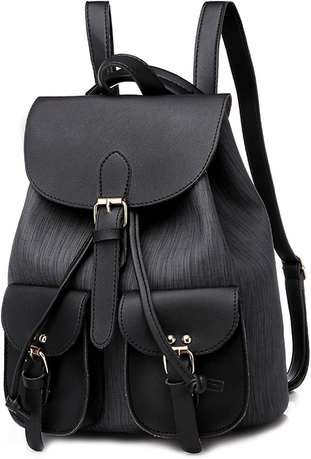 Multiple Pockets Leather Backpacks Women'S Outdoor Simple Zipper