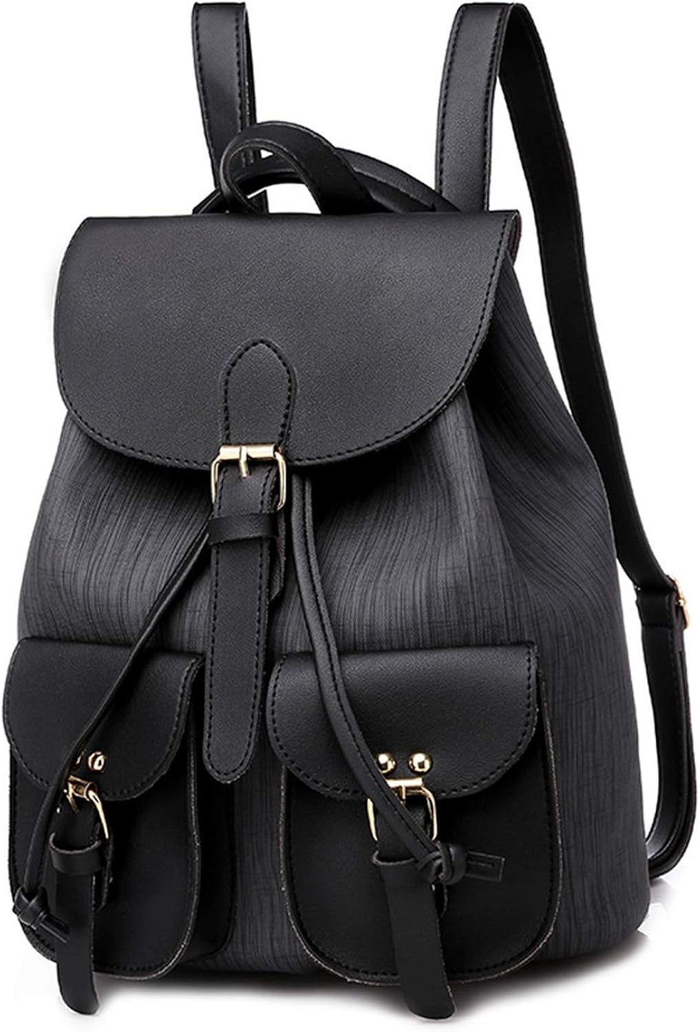 Multiple Pockets Leather Backpacks Women'S Outdoor Simple Zipper ...