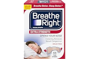 Breathe Right Extra Strength Tan Nasal Strips, Nasal Congestion Relief due to Colds & Allergies, Reduces Nasal Snoring caused by Nasal Congestion, Drug-Free, 44 count