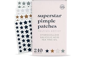 LivaClean 240 CT Neutrals Pimple Patches for Face w/Salicylic Acid & Tea Tree, Hydrocolloid Acne Patches Cute Star Pimple Patches for Healing, Cute Face Stickers, Zit Patch