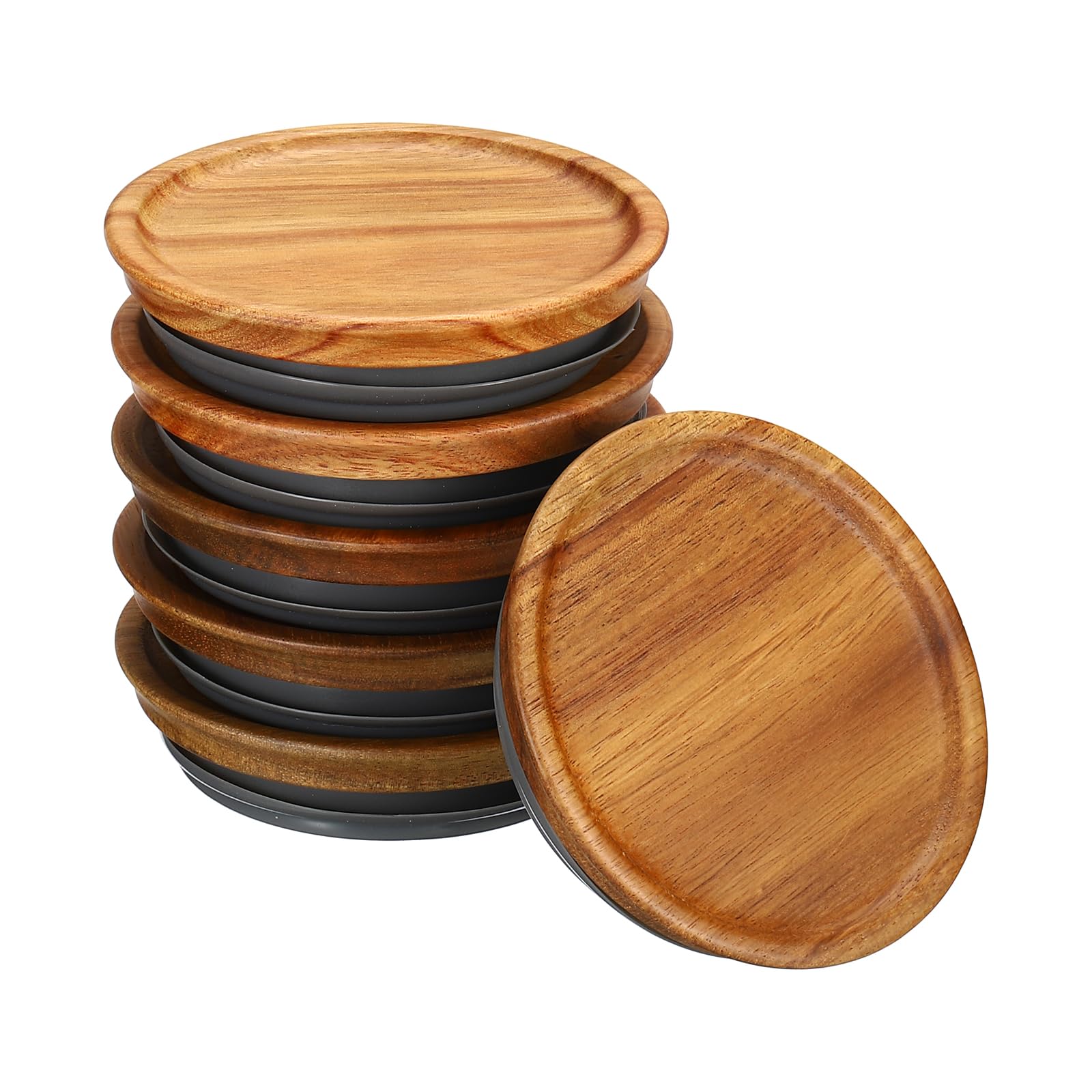 PATIKIL Wide Mouth Mason Jar Lids Wooden Storage Canning Jar Lids Ball Jars Wooden Lids with Airtight Silicone Seal Ball Wooden Lids for Mason Jars (6 PCS)