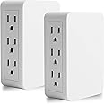 Plug in Outlet Extender,6 Grounded Outlet to The Side,Wall tap Side Access Adapter,Electrical Wall Plug,UL Listed,2 Pack