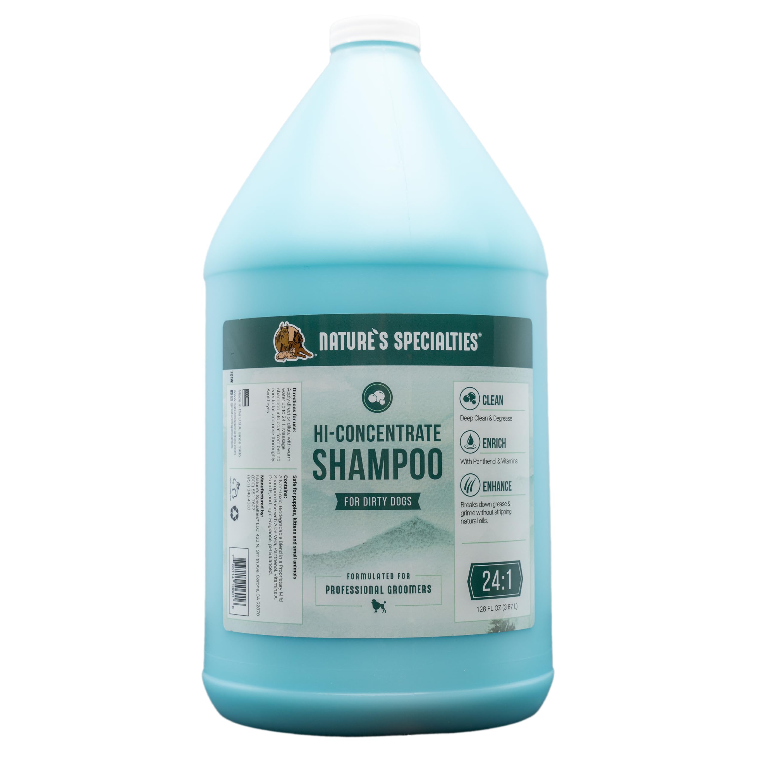 Nature's Specialties High Concentrate Dog Shampoo - Deep Cleansing Dog Shampoo for Smelly Dogs - Texturising & Degreasing Shampoo - Highly Concentrated to Leave Clean & Shiny Coat, 3.8 Litre