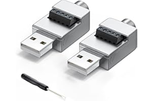 JUXINICE 2 Packs USB 2.0 Solderless Connector,Type A Male to 5pin Screw Terminal Adapter with Metal Shell Connectors for DIY,USB Connection Cables,Keyboards and mice(2Pack Male Metal Shell)
