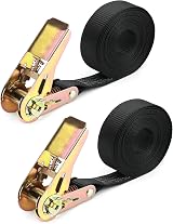 QWORK 2 Piece Ratchet Tie Down Straps 6M x 25mm Heavy Duty