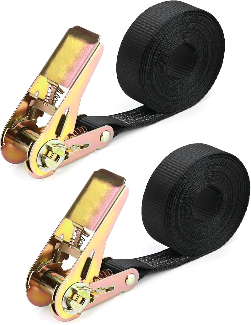 QWORK 2 Piece Ratchet Tie Down Straps 6M x 25mm Heavy Duty
