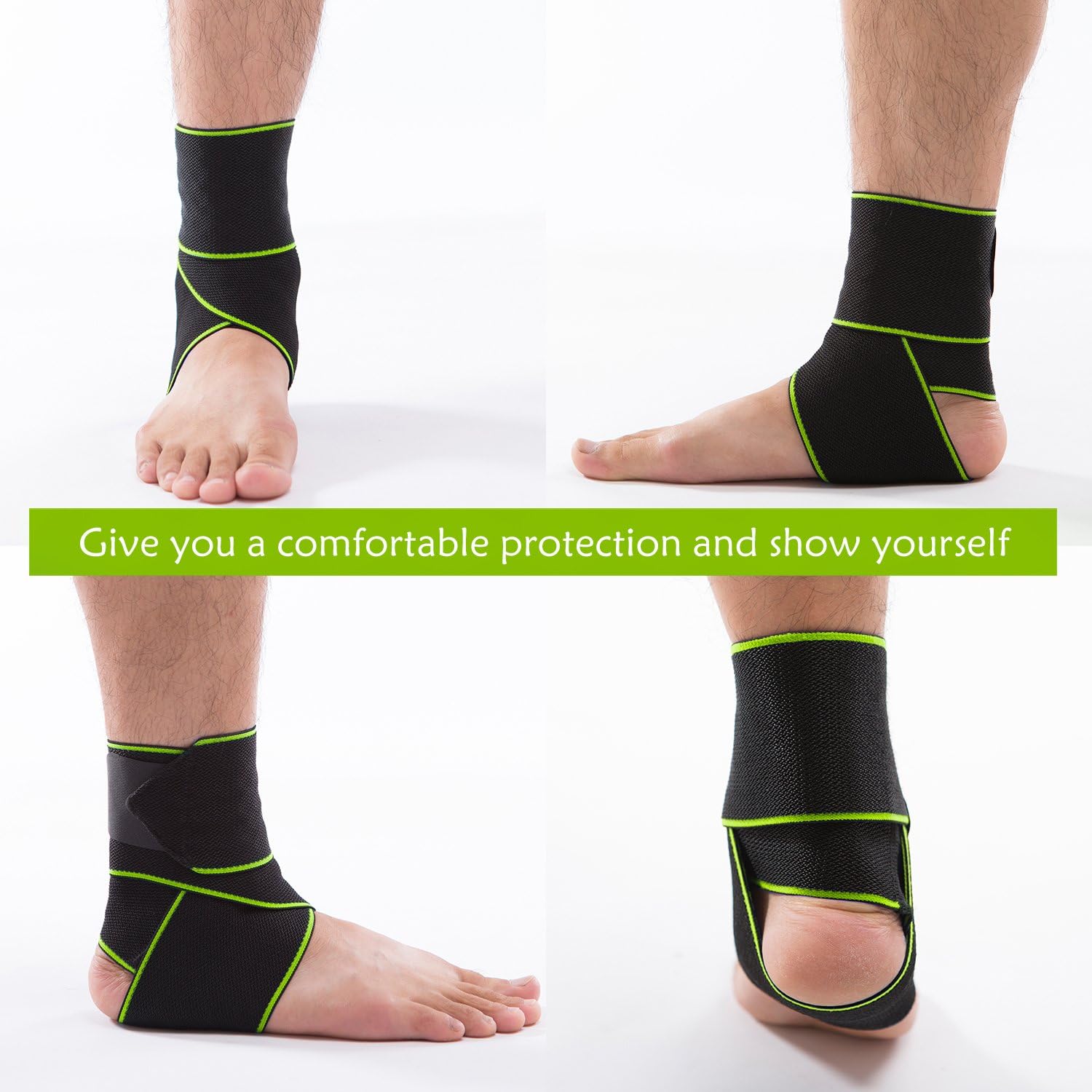 LOKEP Ankle Brace Breathable Ankle Support Adjustable Ankle Stabilizer with Compression Wrap Support, Suitable for Men & Women, Sports(2 Pack) -One Size Fits All (Green) : Sports & Outdoors