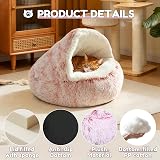 SUOXU Cat Calming Bed 2 in 1 Donut Small Dog Plush Pink Non-Slip Bottom view 2