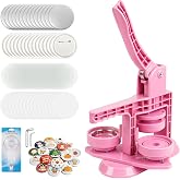 MK.Bear 2026 Button Maker Machine 2.25 Inch (58mm), No Installation Required Pin Maker Kit for Button Making, DIY Pink Badge Maker Button Press with 30 Badge Supplies &amp; Circle Cutter
