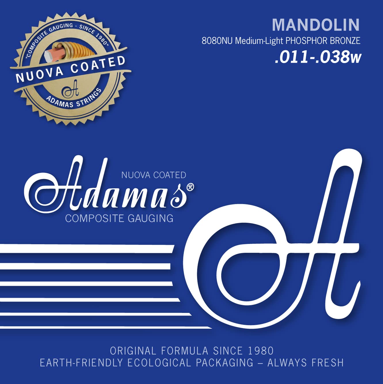 Adamas string set for mandolin Nuova Coated coated Med.-Light .011 phosphor bronze solid brass ball-end