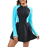 FAIRANCE Women Two Piece Rash Guard Sets UPF50+ Swim Dress with Shorts