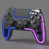 BETMI Wireless Controller for PS5, Pro/Slim/MAC/PC (Transparent Black) | Hall Effect Joysticks, Dual Vibration, Macro/Turbo/3.5mm Jack/6-Axis Gyro, Speaker, LED Gamepad for Steam Deck, L Blue R Pink