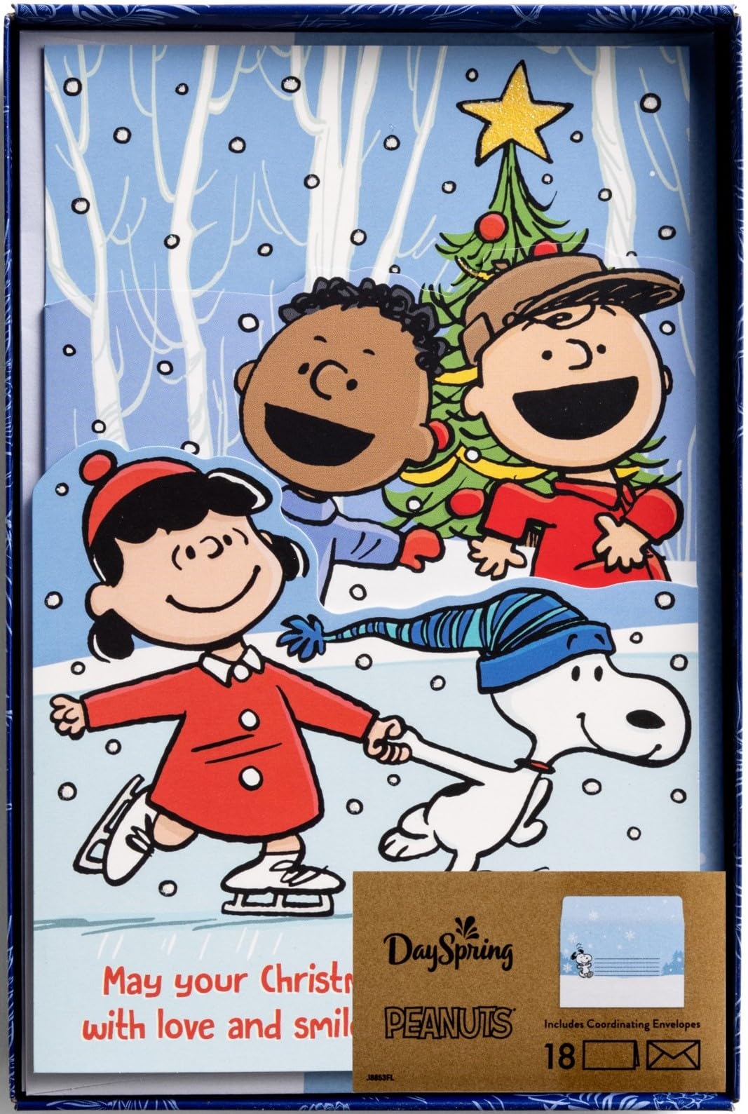 DaySpring - Peanuts - May Your Christmas Shine Bright - 18 Christmas Boxed Cards and Envelopes (U1010)