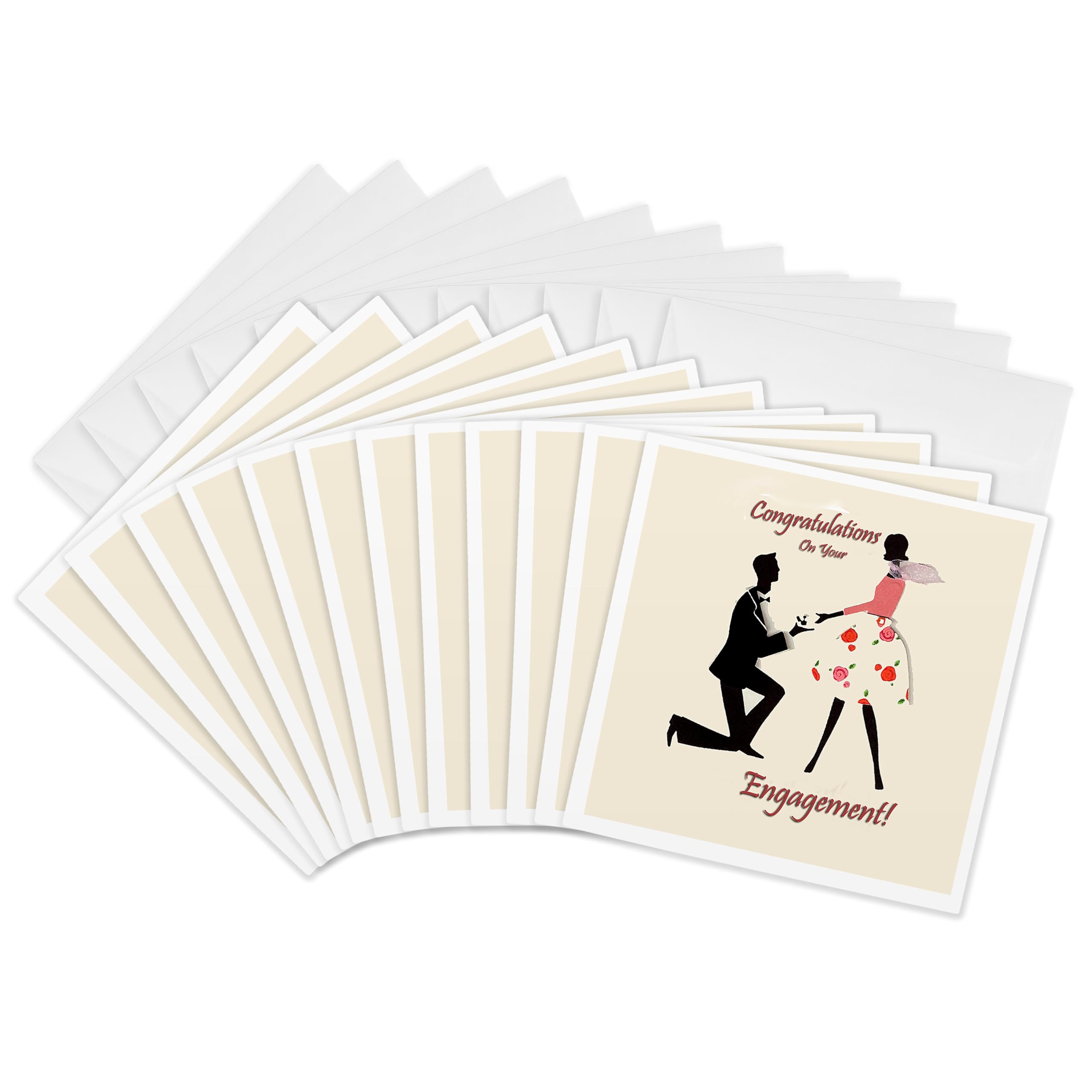 3dRose gc_6183_2 6 x 6-Inch "Congratulations on You Engagement" Greeting Card (Pack of 12)