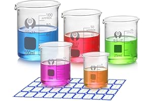 5 Pack Glass Graduated Measuring Beaker Set 5ml 10ml 25ml 50ml 100ml Thick Glass Borosilicate Low Form Lab Beakers1