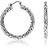 925 Sterling Silver Chunky Hoop Earrings for Women | Lightweight Hypoallergenic Hoop Earrings for Women with Click Tops | Anti Tarnish Silver Earrings Hoops in Various Styles by MAX + STONE