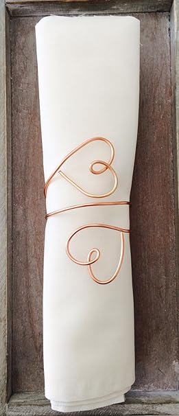 Lot De 6 Ronds De Serviette Faits A La Main En Fil De Fer Avec CÅur Parfait Pour Mariage Bapteme Anniversaire Cuivre Amazon Fr Cuisine Maison