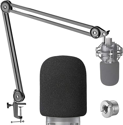 Amazon Com At2020 Boom Arm Mic Stand With Pop Filter Professional Broadcast Boom Arm For Audio Technica At2020 Mic With Foam Windscreen By Youshares Musical Instruments