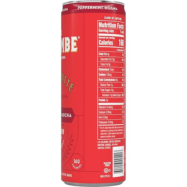 LA COLOMBE COFFEE, PEPPERMINT MOCHA LATTE, 11 FL OZ CANS (PACK OF 12)
