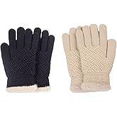 FENELY 2 Pairs Kid Winter Knit Gloves Stretchy Warm Gloves Gift for Boy Girl
