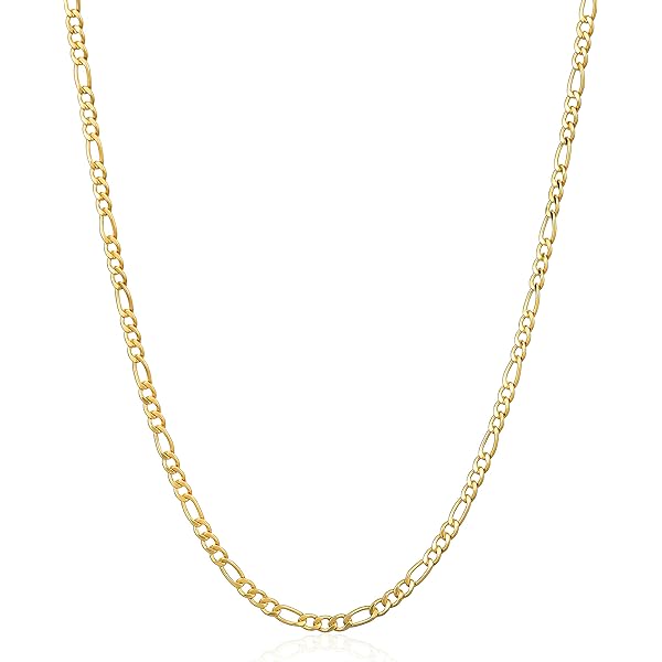 HZMAN Men Women 24k Real Gold Plated Figaro Chain Stainless Steel