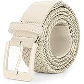 SANSTHS Elastic Braided Golf Belt for Men Women, Stretch Webbing Belt with Metal Buckle for Golf Travel Casual Wear