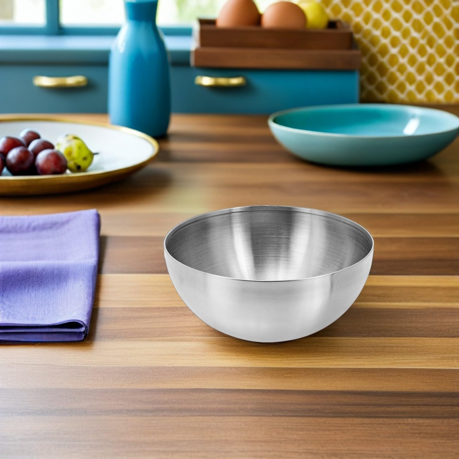 Zerodeko 2 Stück Ramen Nudelschüssel Edelstahl Schalen Koreanische Schalen Metall Pho Suppe Schüssel Servierschalen für Getreide Reissuppe Nudeln Salat 12 cm Silber Silber 8