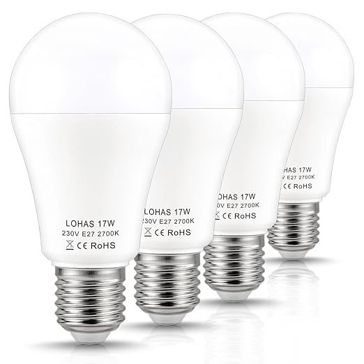 LOHAS® E27 LED Lampen, 17W A60 LED, Ersatz für 150W Glühlampen, 1600lm, Warmweiß 2700K, 180°Abstrahlwinkel, LED Leuchtmittel,